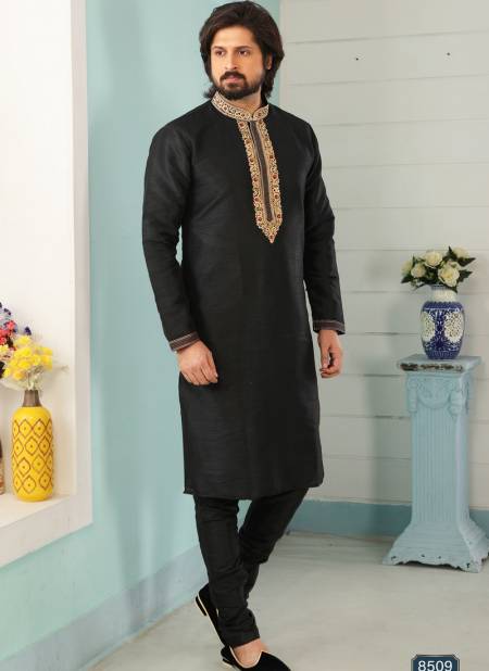 Black Colour Designer Fancy Party And Function Wear Traditional Art Banarasi Silk Kurta Churidar Pajama Redymade Collection 1036-8509